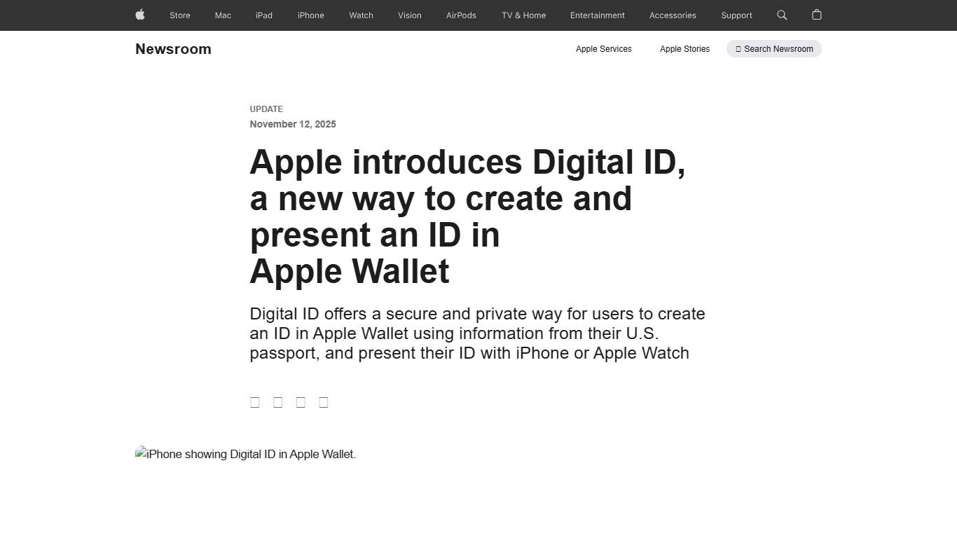 Apple introduces Digital ID, a new way to create and present an ID in Apple Wallet - Apple